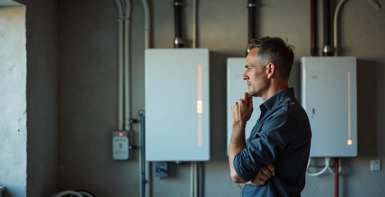 Visuelle Darstellung verschiedener Batteriespeichergrößen im Keller eines deutschen Einfamilienhauses