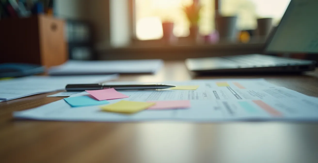 Arbeitsplatz mit klarer Trennung zwischen Fokuszone und Ablenkungen