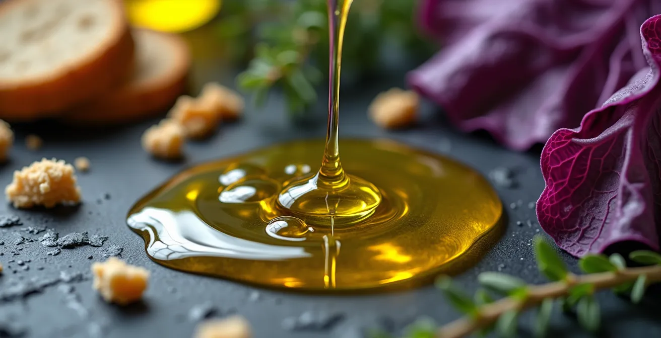 Mediterran-deutsche Lebensmittelkombination mit Rapsöl und heimischem Fisch