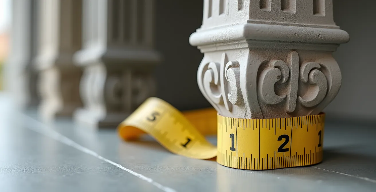 Makroaufnahme zeigt Proportionsunterschiede zwischen Altbau und Neubau mit Möbelgrößen