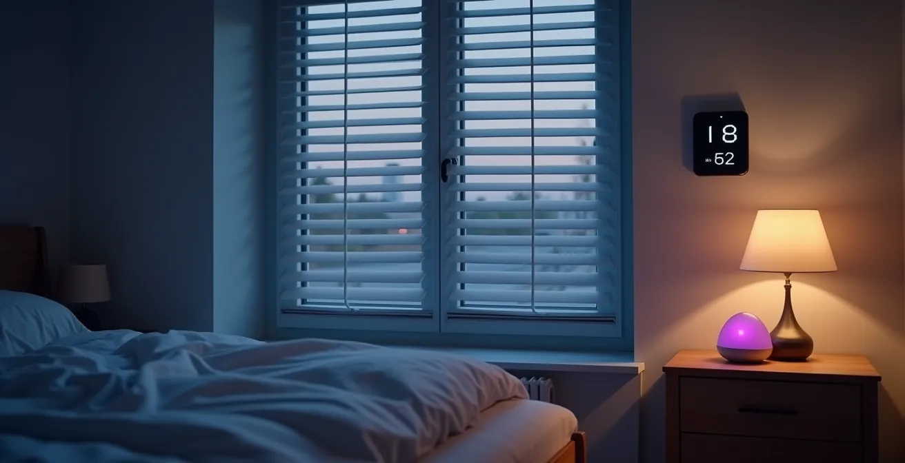 Optimales deutsches Schlafzimmer mit verdunkelten Rollläden und 18 Grad Raumtemperatur