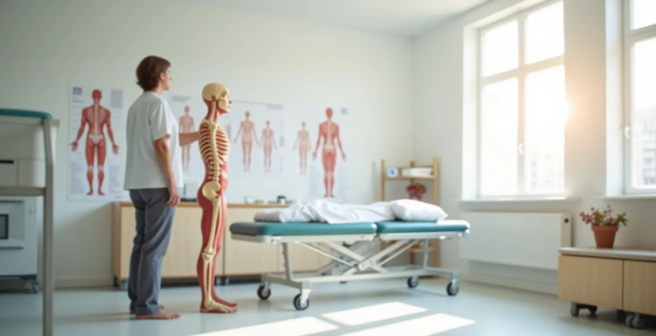 Medizinische Darstellung der Wirbelsäulenunterschiede bei präventiver und dringender Haltungskorrektur