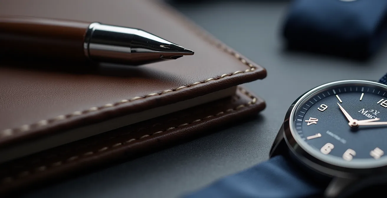 Detailaufnahme hochwertiger Business-Accessoires