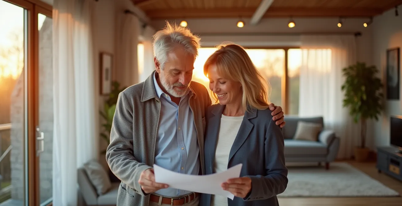 Breite Ansicht eines renovierten deutschen Wohnzimmers mit modernen Elementen