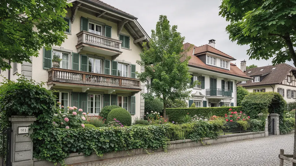 Teure Wohnstrasse Zürich Seefeld mit Villen und Gärten